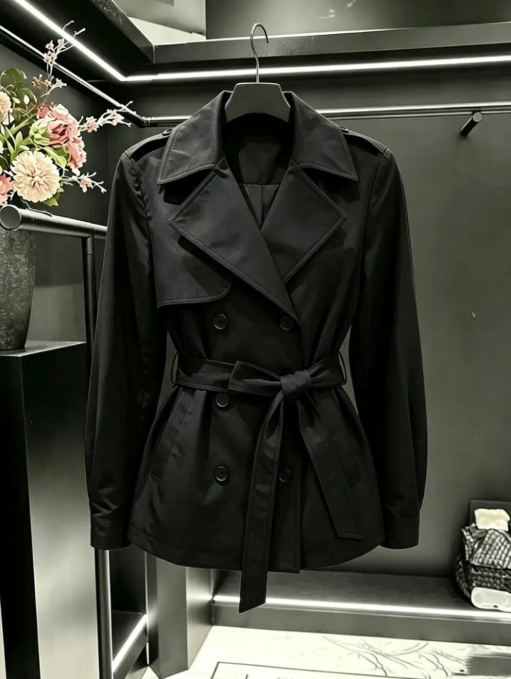 Women'S Casual Trench Coat, Belted Waist, Statement Outerwear